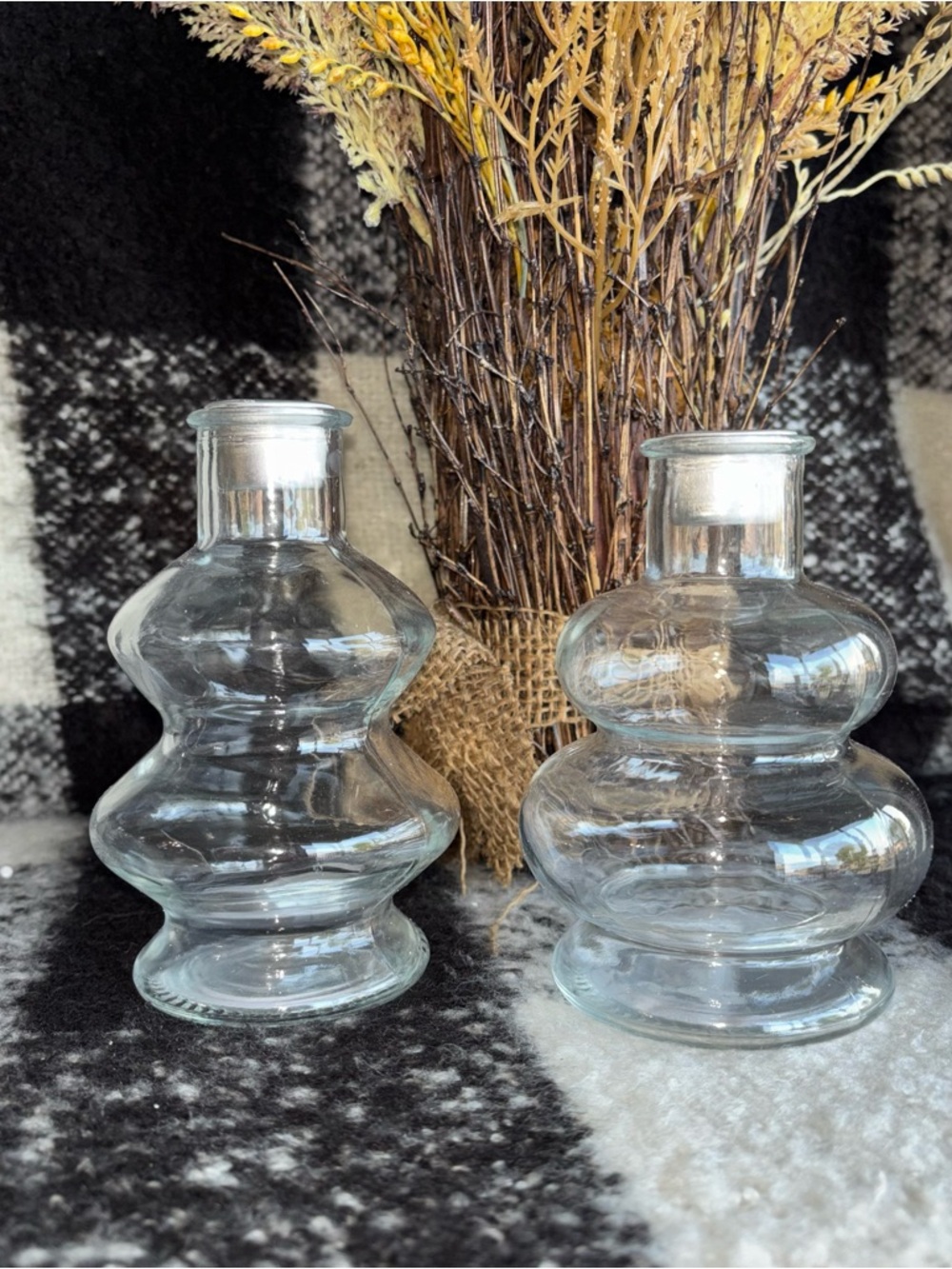 Crescent Clear glass candle holders NEW